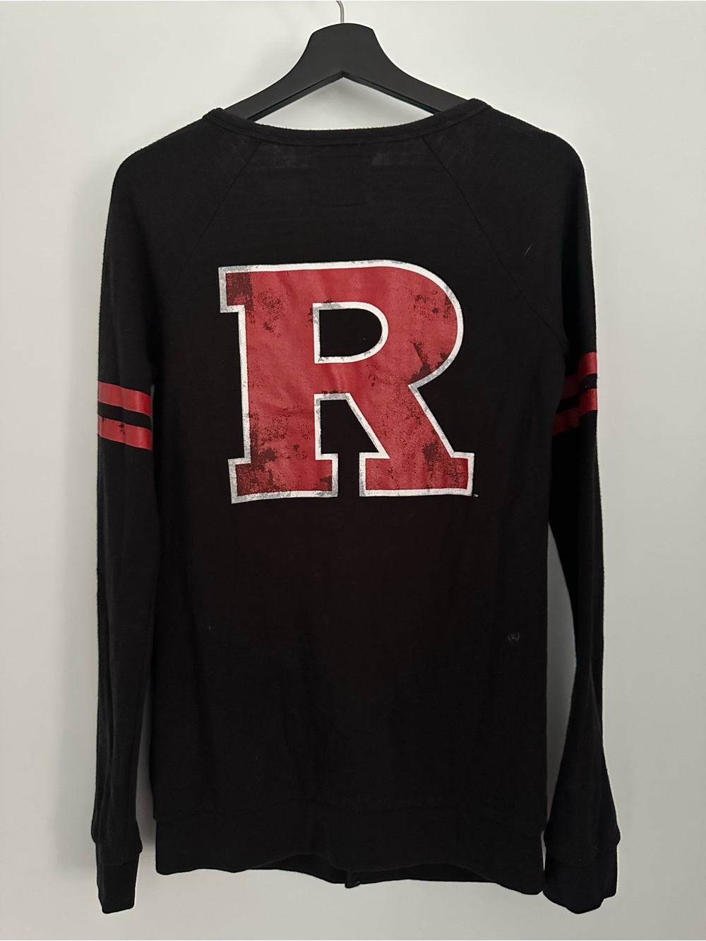 Victoria’s Secret PINK Black Cardigan Sweater Varsity Rutgers Graphic Size S